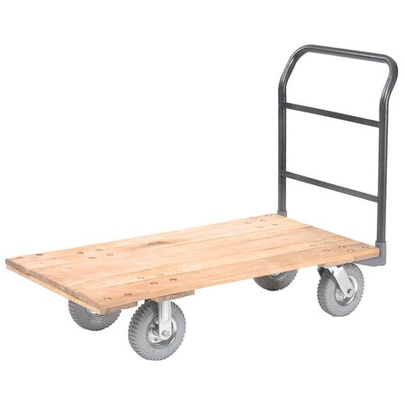 Global Industrial Platform Truck w/Hardwood Deck, 72 x 36, 1200 Lb. Capacity, 8 Pneumatic Casters 952506P